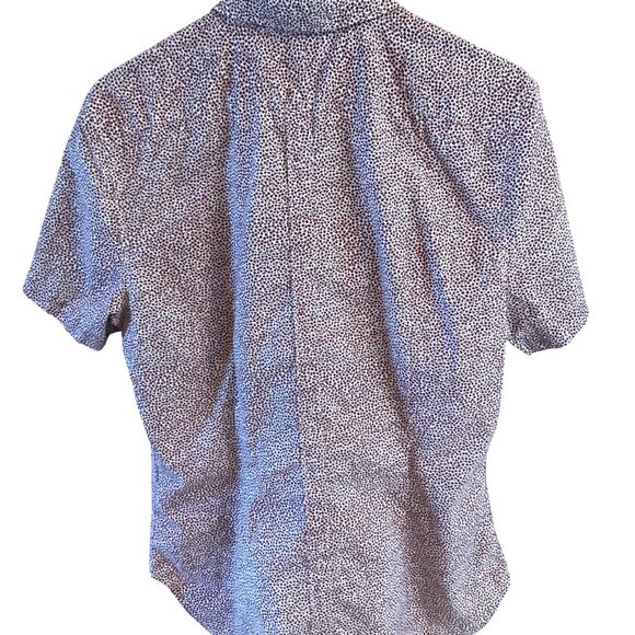 Paul Smith Vintage Shirt: Tiny Print Short Sleeve Button-Down, Magenta Cream L - Picture 2 of 10